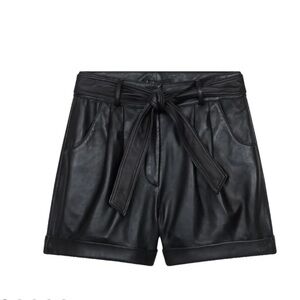 Maje Real Lamb Leather Shorts, Size 36